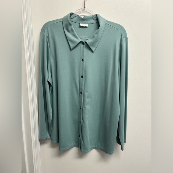 J. Jill Seafoam Button-Down Shirt - Picture 1 of 7